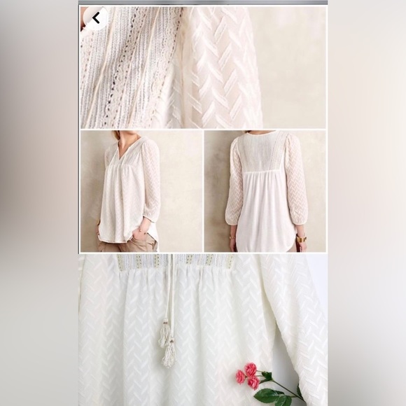Anthropologie’s One September peasant BoHo tassel small blouse - Picture 2 of 4